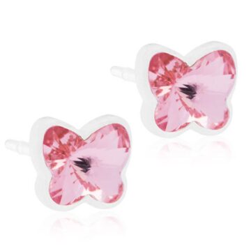BLOMDAHL Earrings, Medical Plastic, Butterfly Light Rose, 5mm, 248B