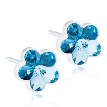 BLOMDAHL Earrings, Medical Plastic, Flower Aquamarine , 6mm, 186B