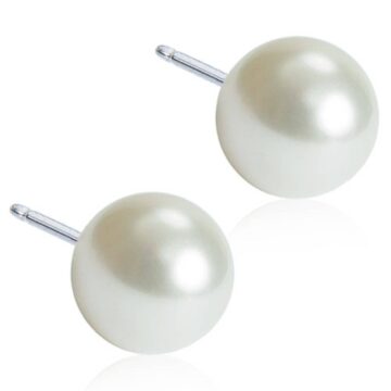 BLOMDAHL Earrings, Natural Titanium Pearl White, 8mm , 19C