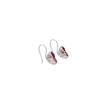 GIAMPOURAS COLLECTIONS Red Poppy Dangling Earrings , Silver (925°) and Enamel