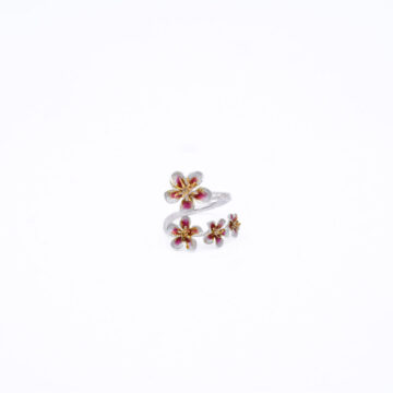GIAMPOURAS COLLECTIONS Δαχτυλίδι γυναικείο cherry blossom , Ασήμι (925°) με σμάλτο