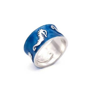 GIAMPOURAS COLLECTIONS Δαχτυλίδι γυναικείο με Ιππόκαμπο , Ασήμι (925°) με σμάλτο