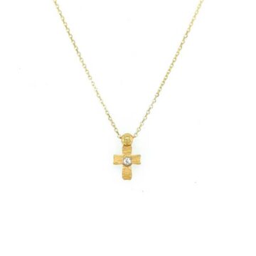 Κολιέ γυναικείο με σταυρό, χρυσός K14 (585°)