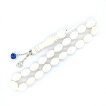 Kombolois camel bone white, (21 beads) with the 4 elements of nature and an evil eye