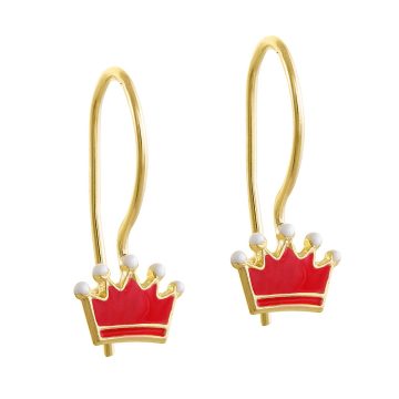 Children’s dangling earrings, gold K9 (375°), crown