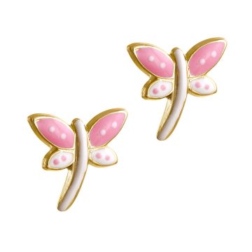 Children’s earrings, gold K9 (375°), dragonfly