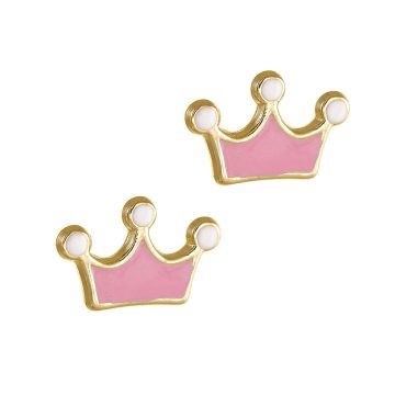 Children’s earrings, gold K9 (375°), crown