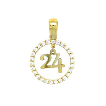 Lucky charm pendant 2024, gold K9 (375°), with zircon