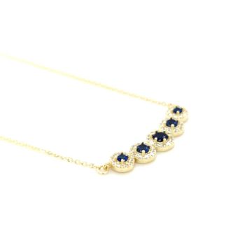 Women’s necklace rosettes with blue zircon, gold K9 (375°)