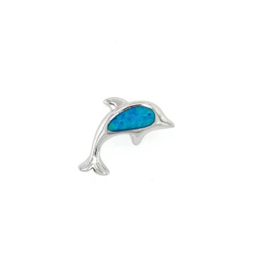 Pendant, silver (925°), Dοlphins with artificial opal