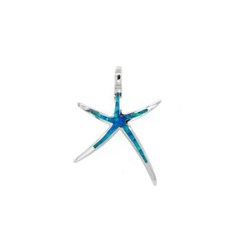 Pendant, silver (925°), Starfish with artificial opal