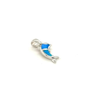 Pendant, silver (925°), Dοlphins with artificial opal