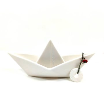 TREIS GRAMMES Ceramic boat 2024 big, white, 21 x 10 cm