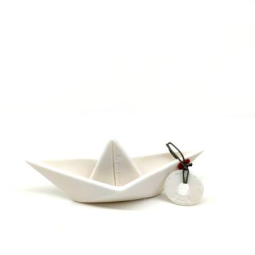 TREIS GRAMMES Christmass ceramic boat 2024 small, white, 14 x 6,5 cm