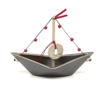 TREIS GRAMMES Christmass ceramic boat 2024 small, brown, 15,5 x 11,5 cm