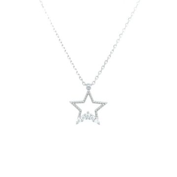 Women’s necklace star with zircon, silver (925°)