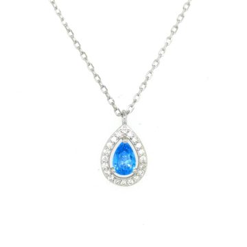 Women’s rosette necklace tear blue, silver (925°)