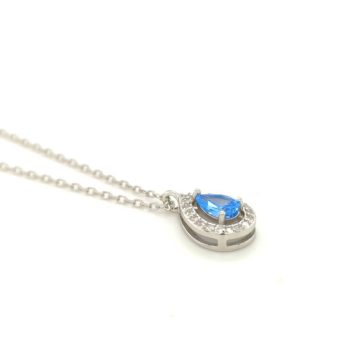Women’s rosette necklace tear blue, silver (925°)