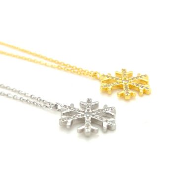 Women’s necklace snowflake with zircon, gold-plated silver (925°)