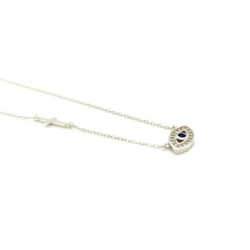 Women’s necklace eye with zircon and cross, silver (925°)