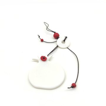 TREIS GRAMMES Ceramic hanging lucky charm pomegranate 2024, white/red, 7 x 6 cm