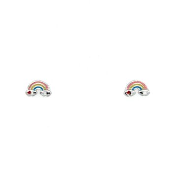 Childre’s earrings studded, rainbow- silver (925°)