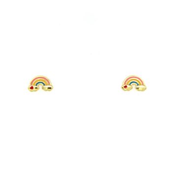 Childre’s earrings studded, rainbow- gold-plated silver (925°)