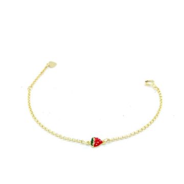 Children’s bracelet with strawberry, gold-plated silver (925°)