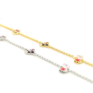 Children’s bracelet with Minnie Mouse, Daisy and Peppa, gold-plated silver (925°)