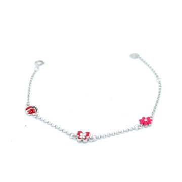 Children’s bracelet with ladybug, butterfly and flower, silver (925°)