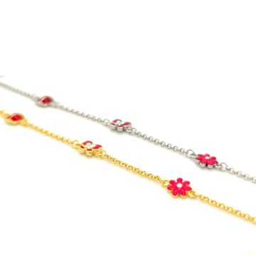 Children’s bracelet with ladybug, butterfly and flower, gold-plated silver (925°)