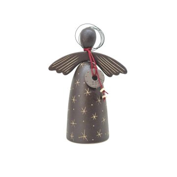 TREIS GRAMMES Christmas ceramic angel 2025 small, brown, 17,5 x 13,5 cm