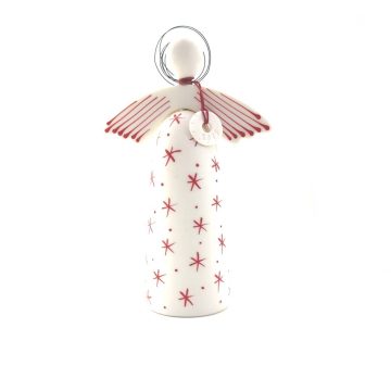 TREIS GRAMMES Christmas ceramic angel 2025 large, white, 23 x 16 cm