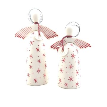 TREIS GRAMMES Christmas ceramic angel 2025 small, white, 17,5 x 13,5 cm