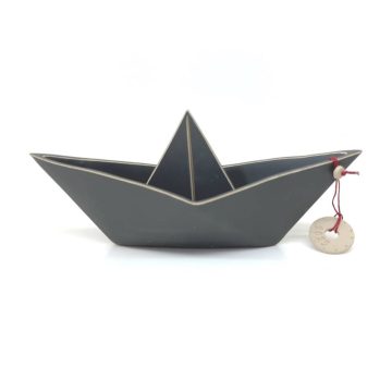 TREIS GRAMMES Christmas ceramic boat 2025 big, grey, 21,5 x 10,5 cm