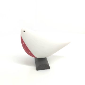 TREIS GRAMMES Ceramic Robin, white/red, 10 x 13 cm