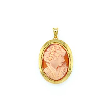 Women’s pendant Cameo natural seashell, gold Κ14 (585°)