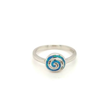 Γυναικείο δαχτυλίδι, ασήμι (925°) επιροδιωμένο, Σπείρα με τεχνητό opal