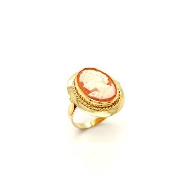Women’s ring  Cameo natural seashell, gold Κ14 (585°)