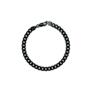 Men’s gourmet bracelet chain with black platinum 6,5 mm, silver (925°)