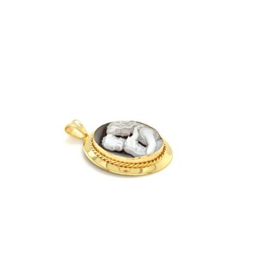 Women’s pendant Cameo natural sardonyx ‘mother and child’, gold Κ14 (585°)