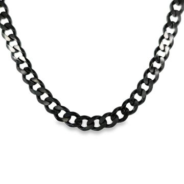 Men’s gourmet chain with black platinum 6,5 mm, silver (925°)