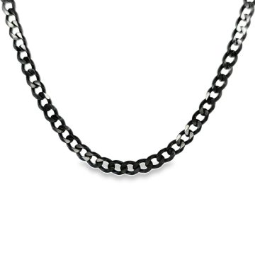 Men’s gourmet chain with black platinum 4,5 mm, silver (925°)