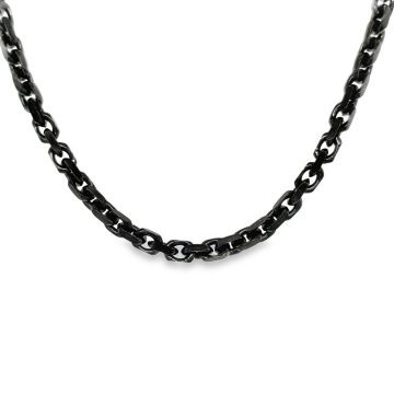 Men’s greca chain with black platinum 4 mm, silver (925°)