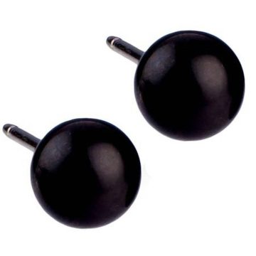 BLOMDAHL Earrings, Black Natural Titanium, ball, 5 mm , 63C