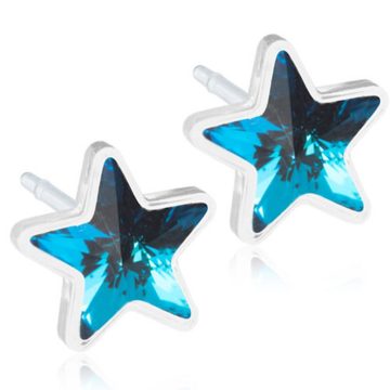 BLOMDAHL Earrings, Medical Plastic, Star Aquamarine, 6mm, 294B