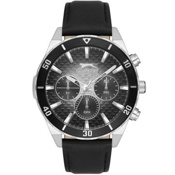 SLAZENGER Ανδρικό ρολόι με μαύρο δερμάτινο λουράκι SL.09.2237.2.01