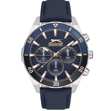 SLAZENGER Men’s watch with blue leather strap SL.09.2237.2.02