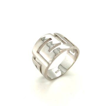Women’s ring, silver (925°) rhodium-plated, Meander