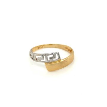 Women’s ring, gold K14 (585°), meander two-tone